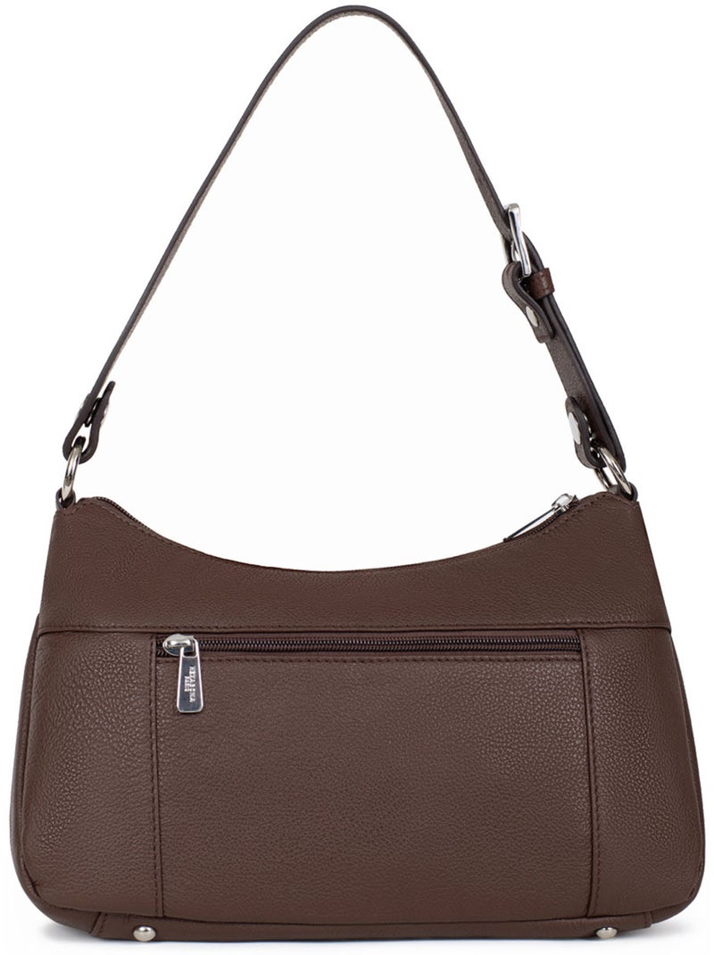 Besace  cuir confort hexagona Marron chocolat - Kiabi