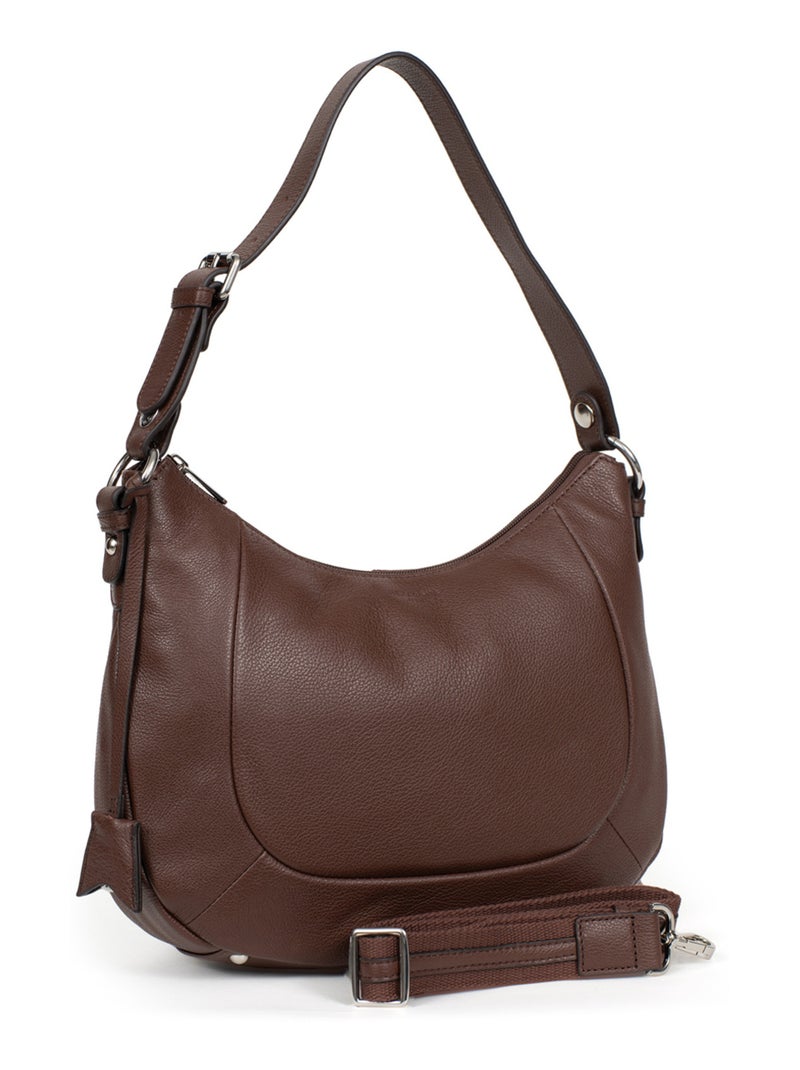 Besace  cuir confort hexagona Marron chocolat - Kiabi