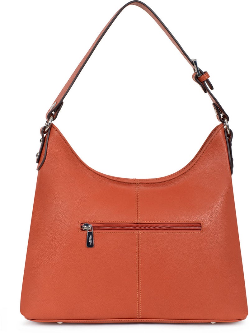 Besace  cuir confort hexagona Orange - Kiabi