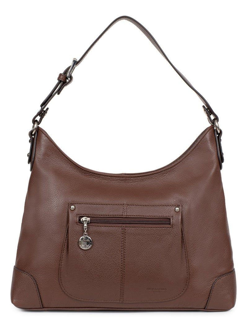 Besace  Cuir CONFORT Marron chocolat - Kiabi
