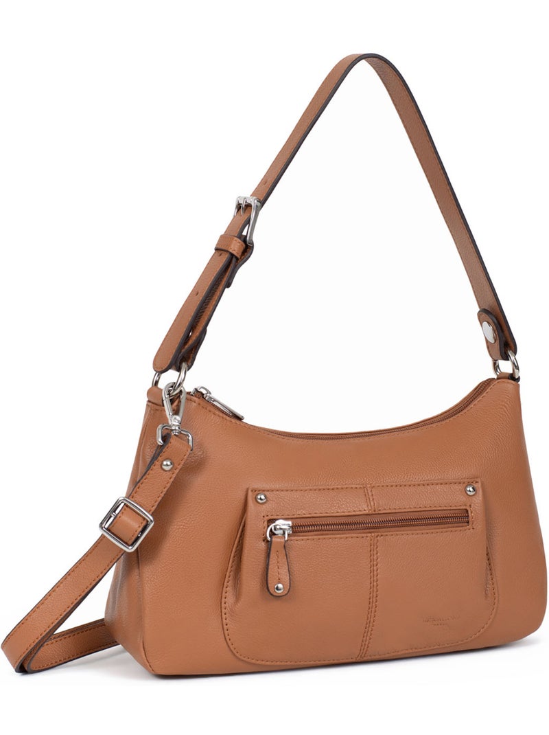 Besace  Cuir CONFORT Marron clair - Kiabi