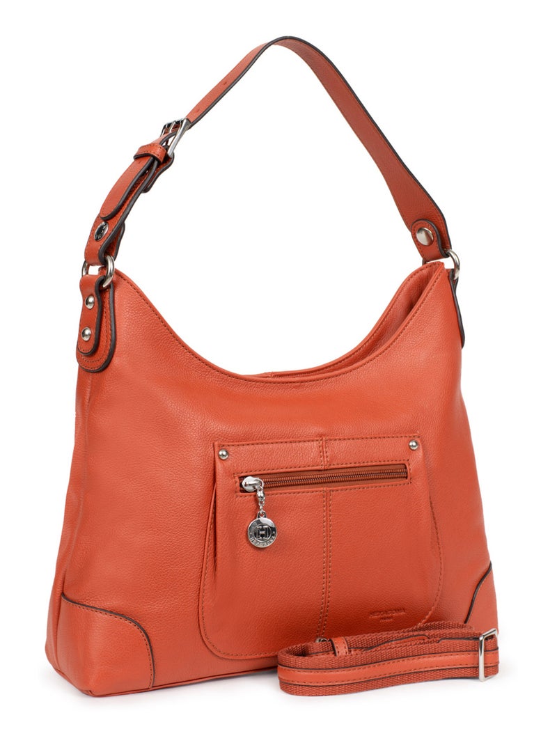 Besace  Cuir CONFORT Orange - Kiabi