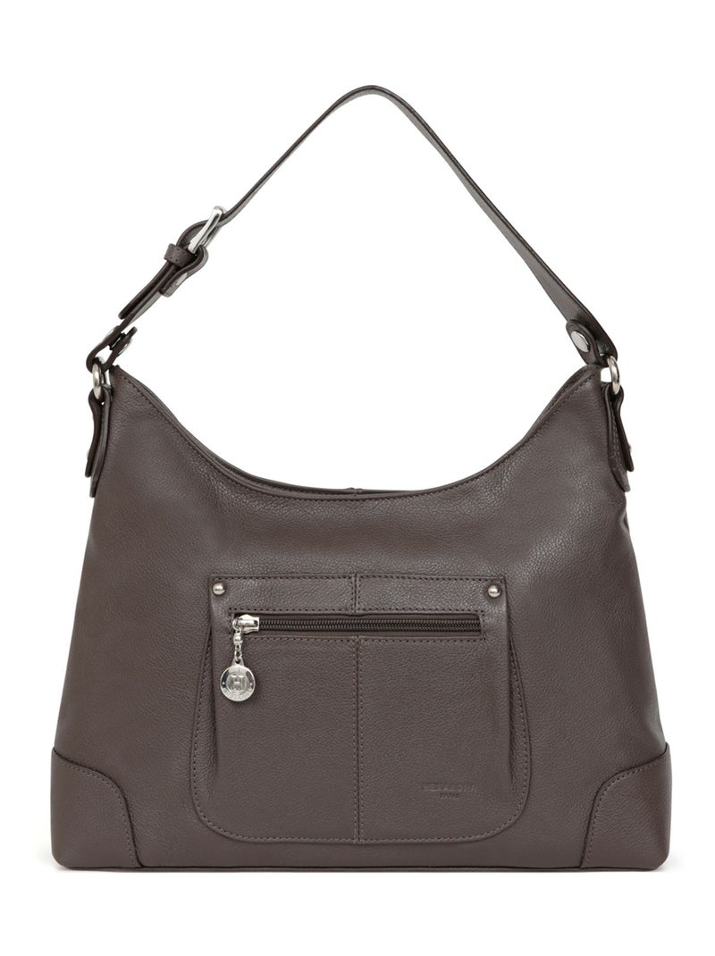 Besace  Cuir CONFORT Taupe - Kiabi