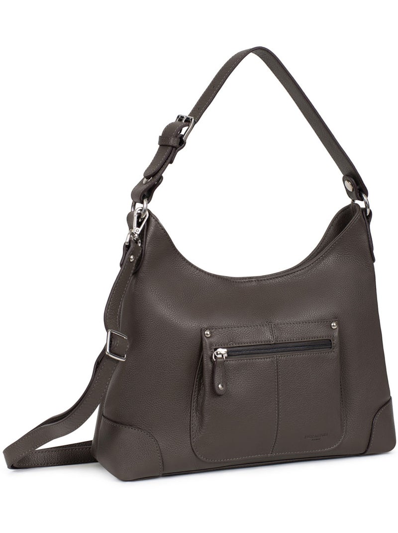 Besace  Cuir CONFORT Taupe - Kiabi