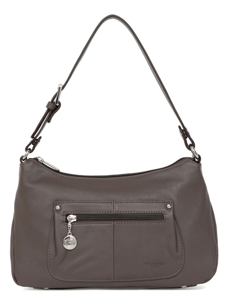 Besace  Cuir CONFORT Taupe - Kiabi