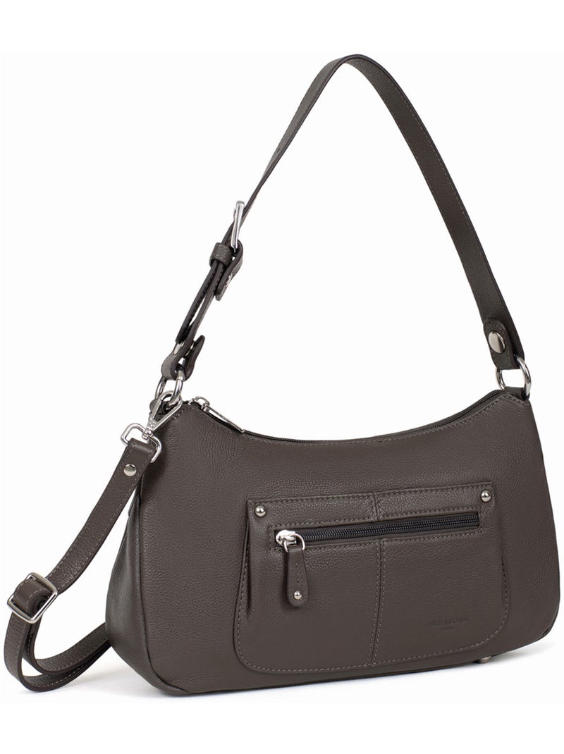 Besace  Cuir CONFORT Taupe - Kiabi