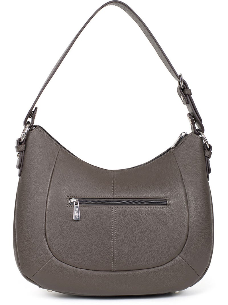 Besace  Cuir CONFORT Taupe - Kiabi