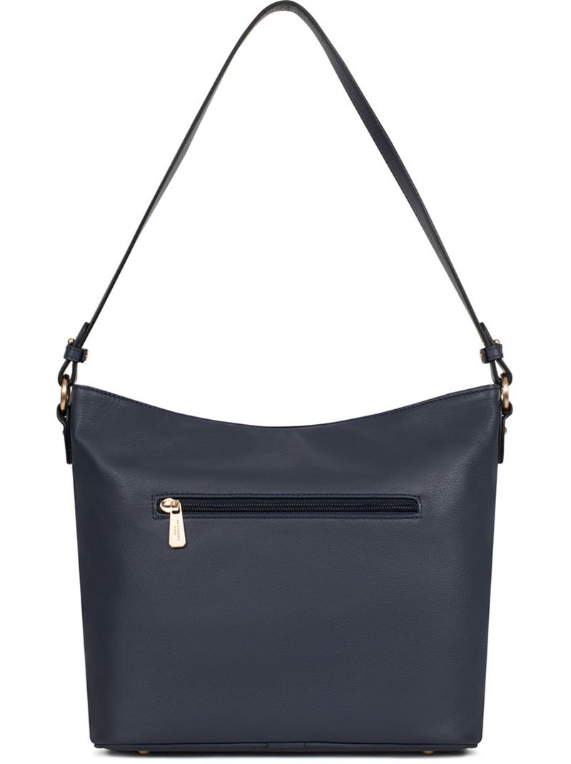 Besace  Cuir de vachette TAIMA Bleu nuit - Kiabi