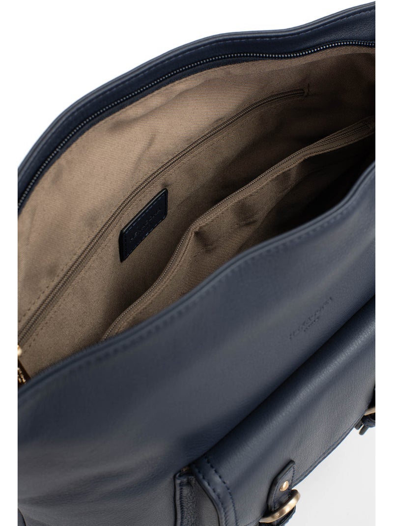 Besace  Cuir de vachette TAIMA Bleu nuit - Kiabi