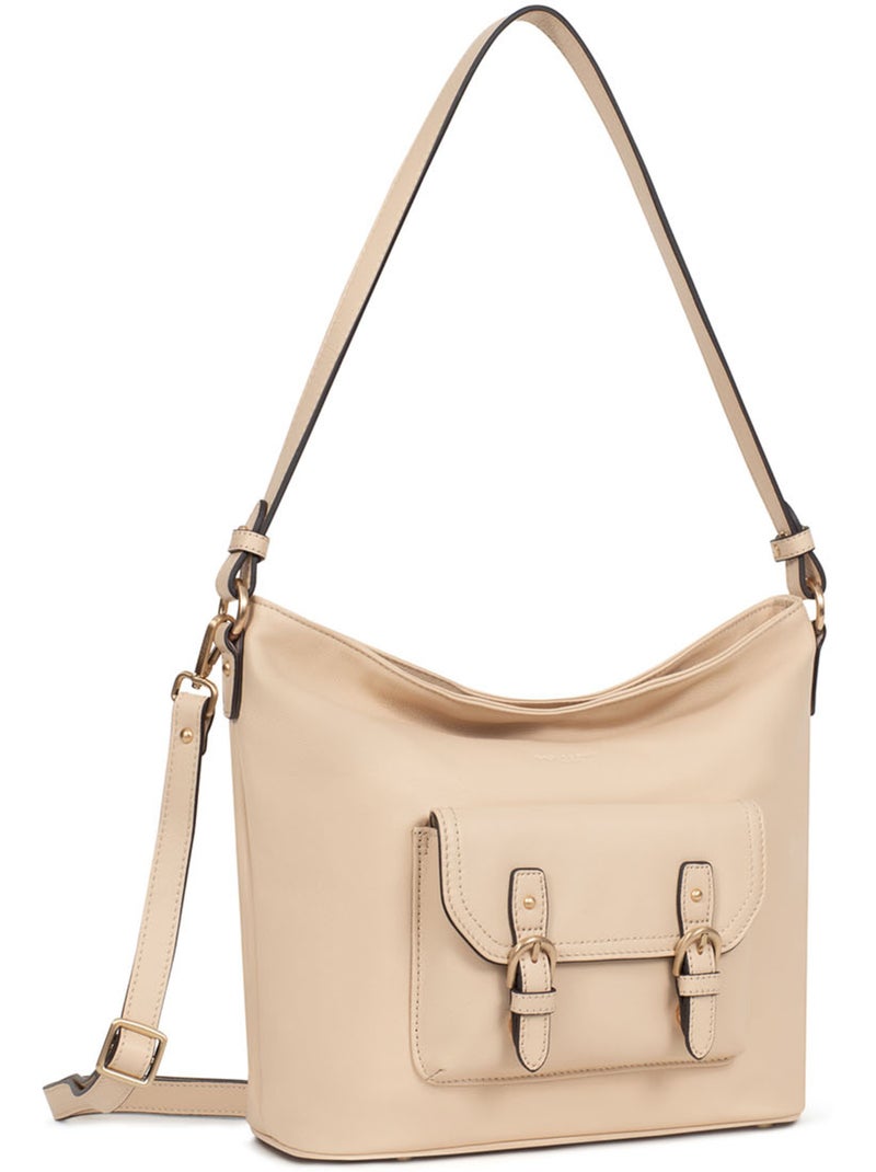 Besace  Cuir de vachette TAIMA Crème - Kiabi