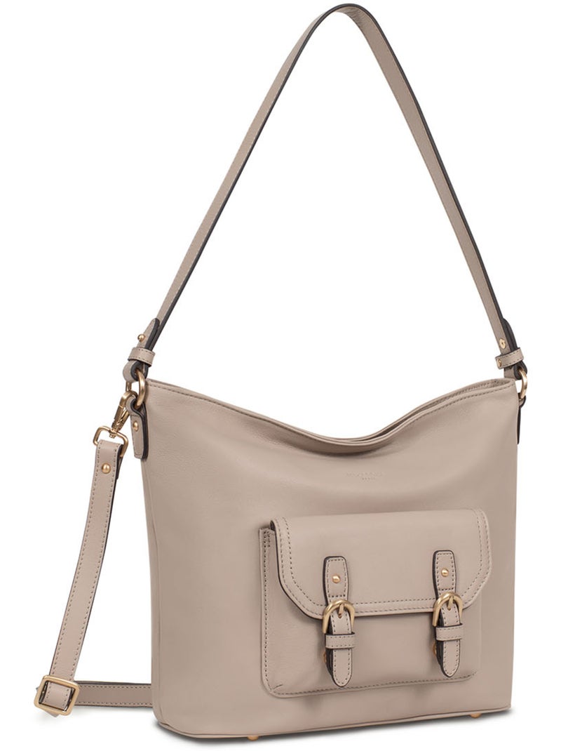Besace  Cuir de vachette TAIMA Gris - Kiabi