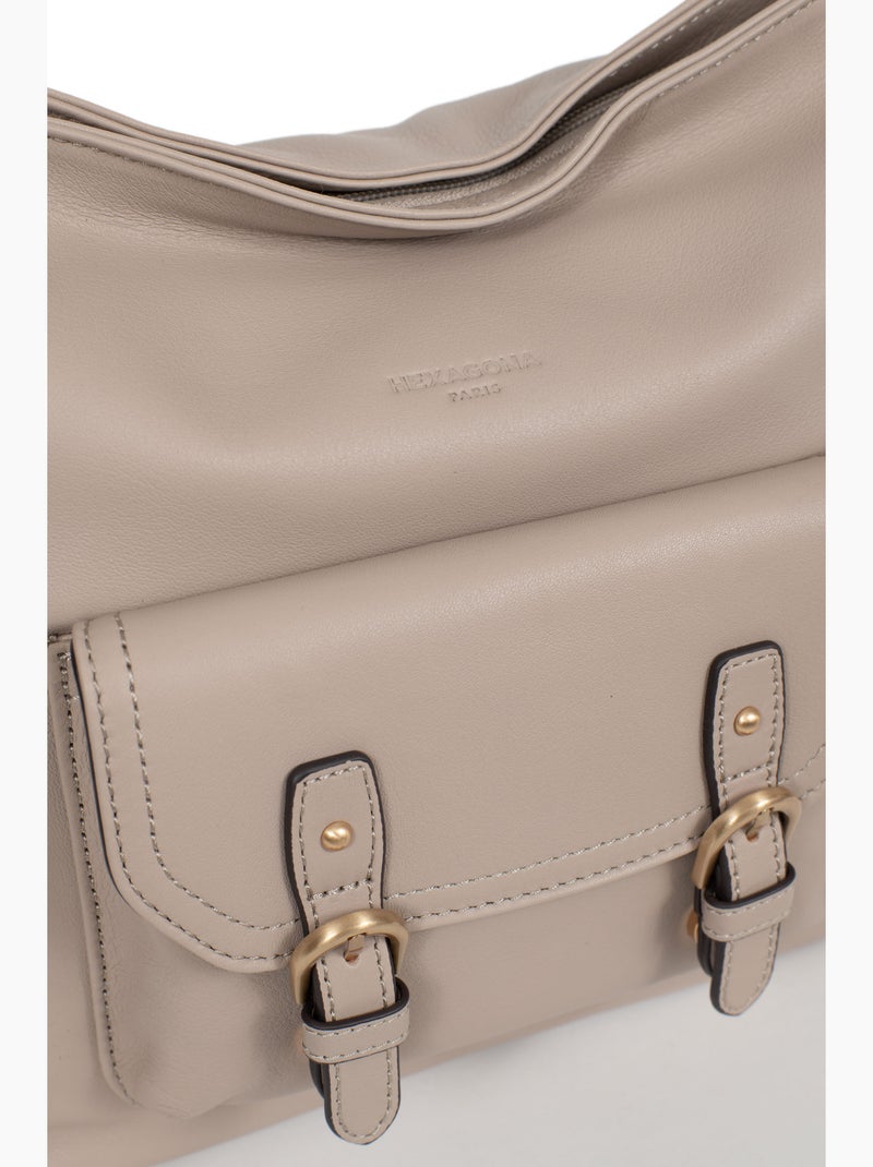 Besace  Cuir de vachette TAIMA Gris - Kiabi
