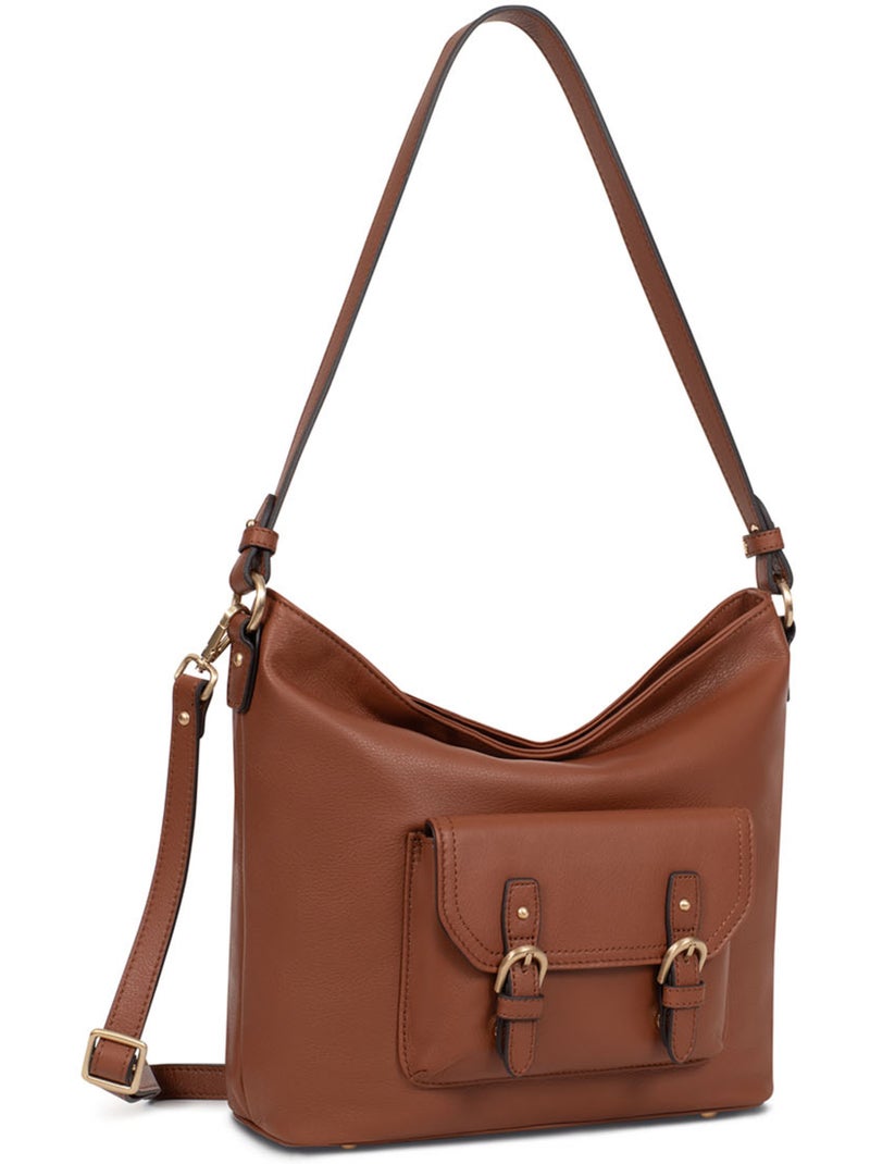 Besace  Cuir de vachette TAIMA Marron - Kiabi