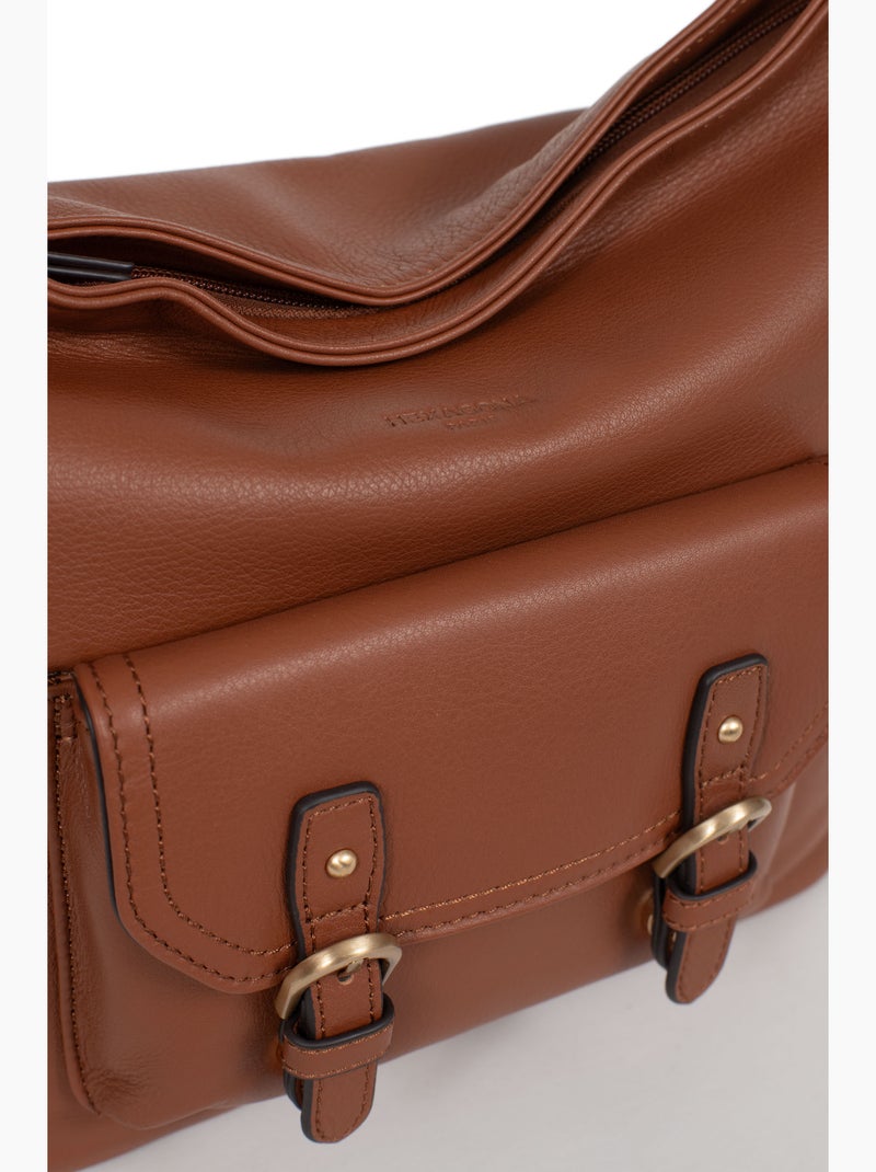 Besace  Cuir de vachette TAIMA Marron - Kiabi