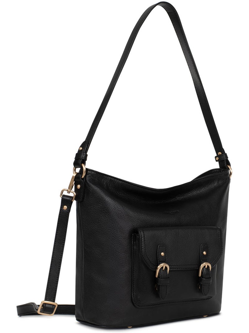 Besace  Cuir de vachette TAIMA Noir - Kiabi
