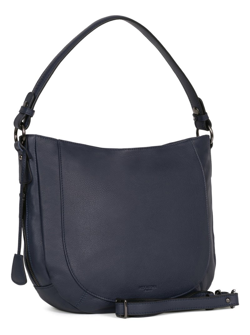 Besace  Cuir SAUVAGE Bleu nuit - Kiabi