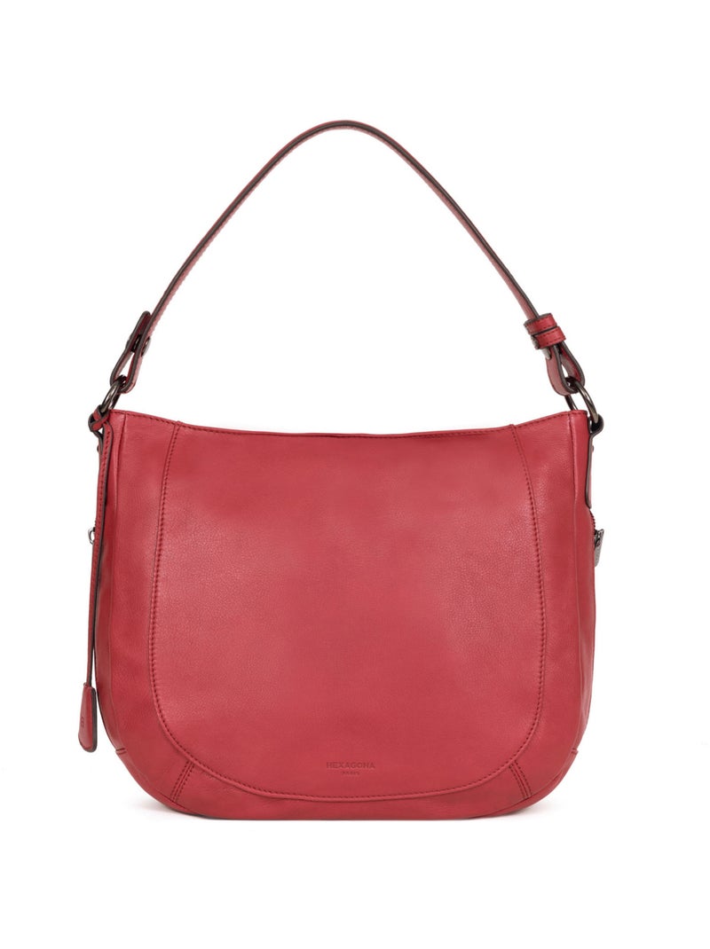 Besace  Cuir SAUVAGE Rouge carmin - Kiabi