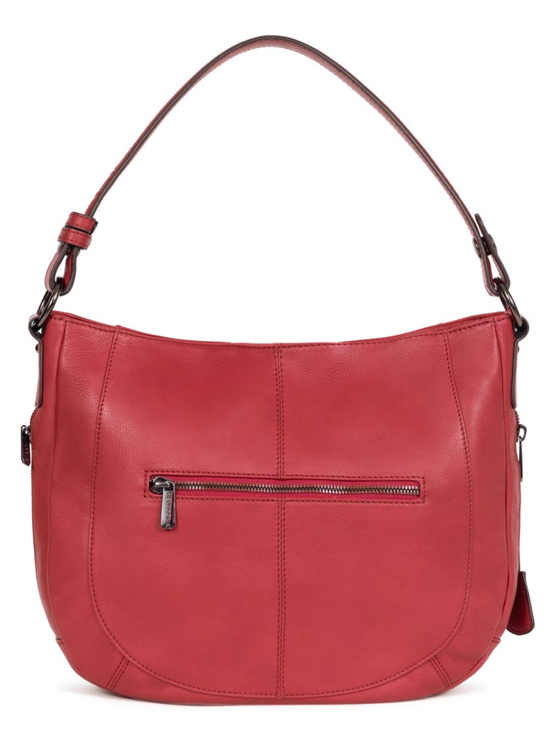 Besace  Cuir SAUVAGE Rouge carmin - Kiabi