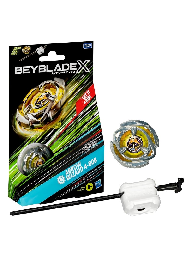 Beyblade X, Starter Pack avec toupie de compétition Arrow Wizard 4-80B et lanceur Jaune - Kiabi