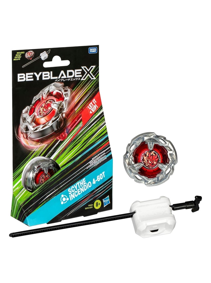 Beyblade X, Starter Pack avec toupie de compétition Scythe Incendio 4-60T et lanceur Rouge - Kiabi