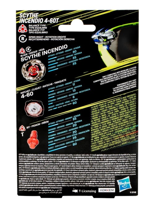 Beyblade X, Starter Pack avec toupie de compétition Scythe Incendio 4-60T et lanceur - Kiabi