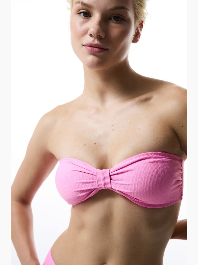 Bia haut de bikini bandeau à nœud penti Rose fluo/Solinotes - Kiabi