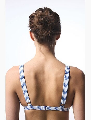 Biana haut de bikini à col v profond et motif zigzag penti