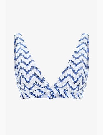 Biana haut de bikini à col v profond et motif zigzag penti