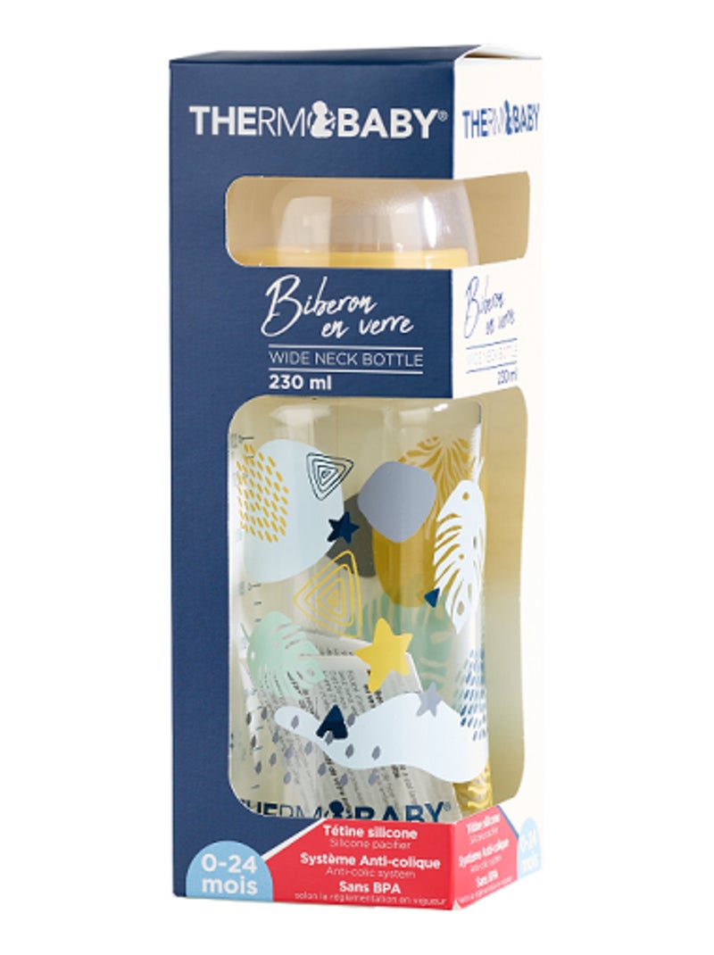 Biberon en verre 230 ml Système anti-colique Débit moyen Transparent - Kiabi