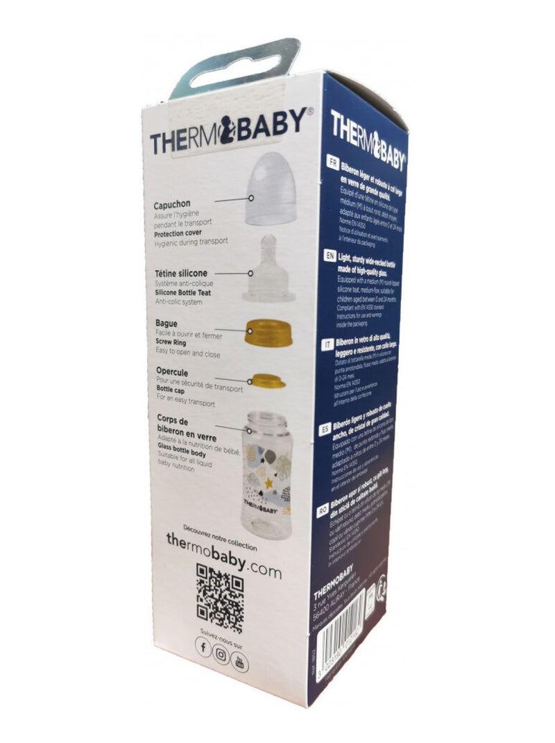 Biberon en verre 230 ml Système anti-colique Débit moyen Transparent - Kiabi