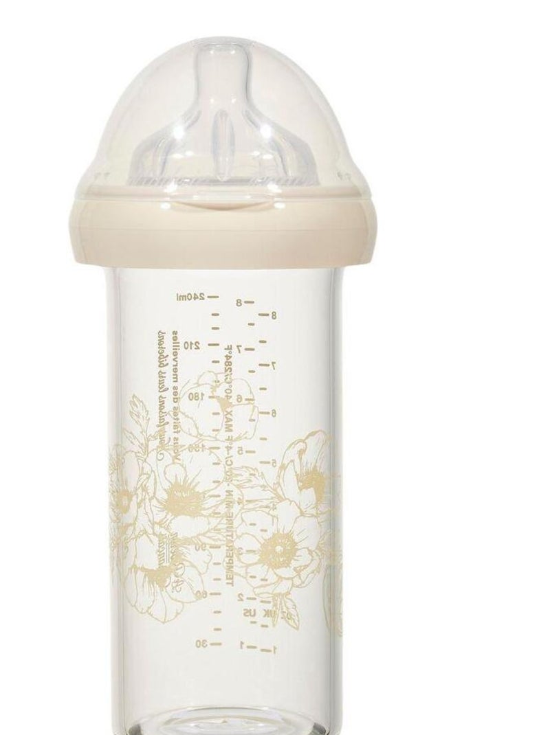 Biberon en verre anti colique Fleur blanche 240 ml Doré/or - Kiabi