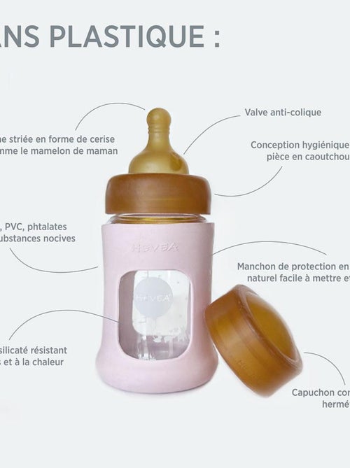 Biberon en verre avec housse de protection - Powder Pink - 250 ml - Kiabi