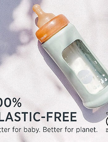 Biberon en verre avec housse de protection - Seafoam Blue - 250 ml