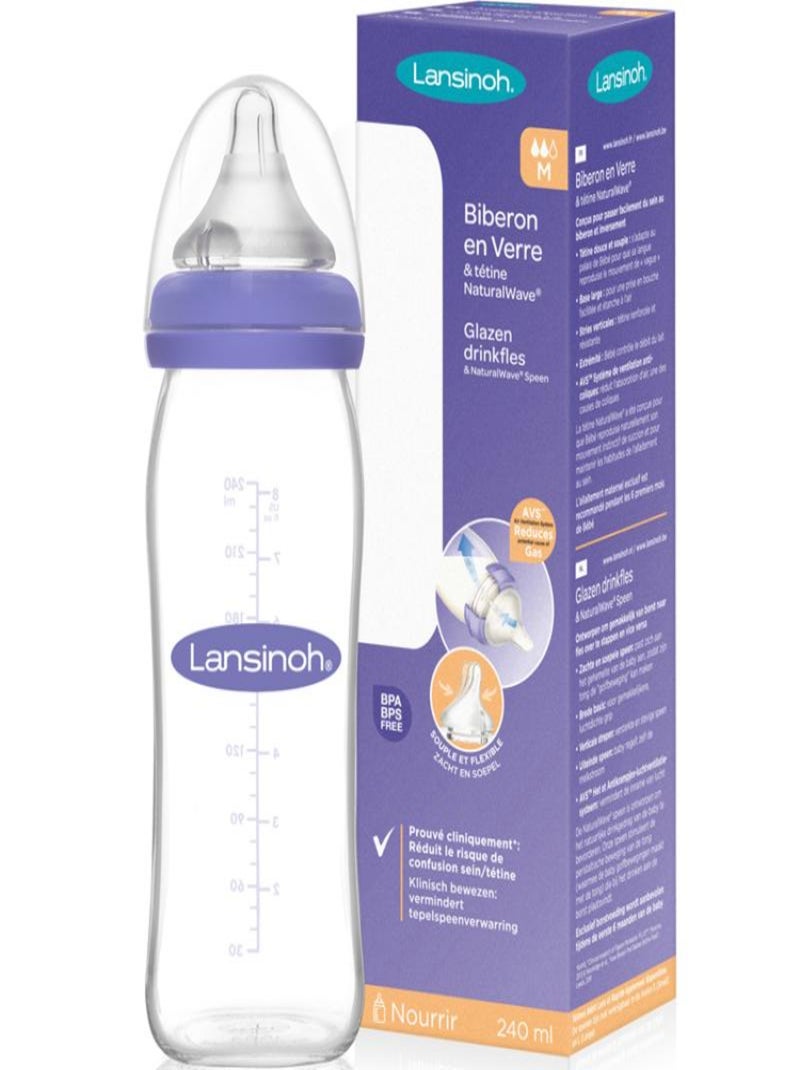 Biberon en verre Natural Wave spécial allaitement  (240 ml) Violet - Kiabi