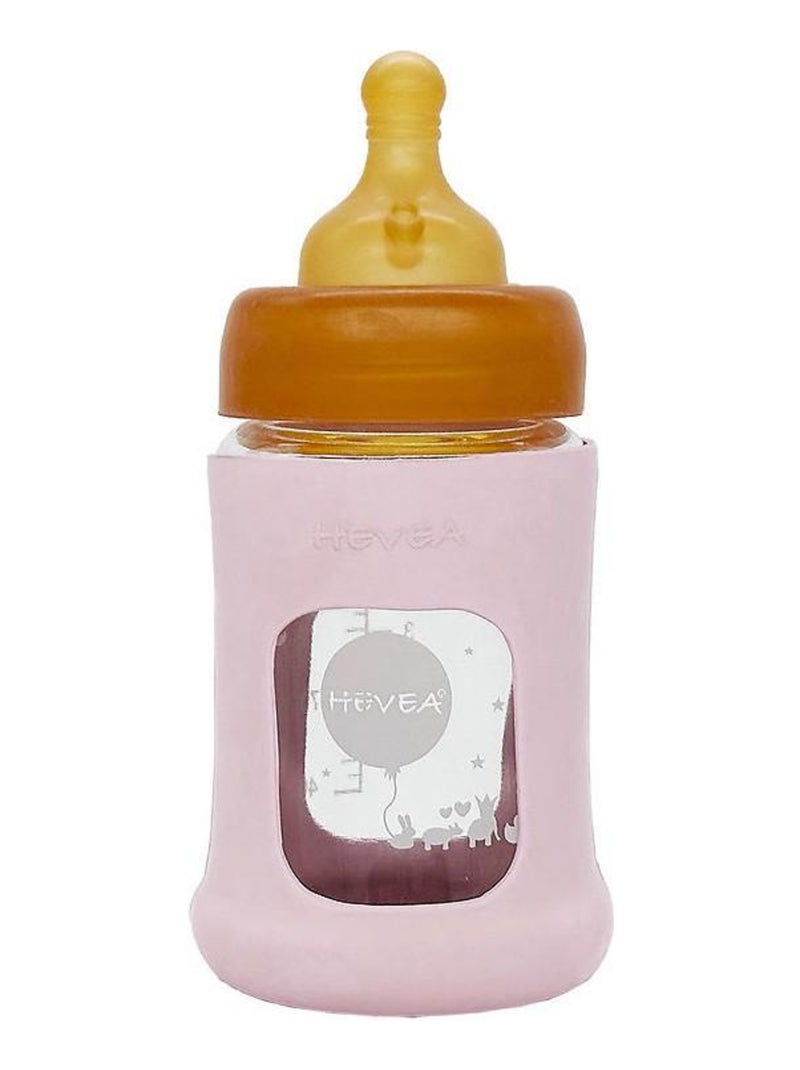 Biberon en verre zéro plastique avec housse de protection - Pack unitaire Rose - Kiabi