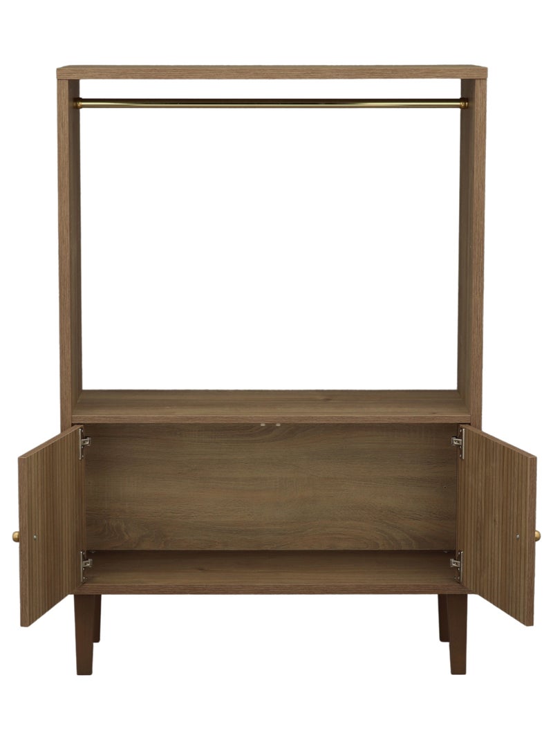 Bibliothèque 2 portes détail imitation bois texturé et pieds bois - SAUTHON Marron - Kiabi