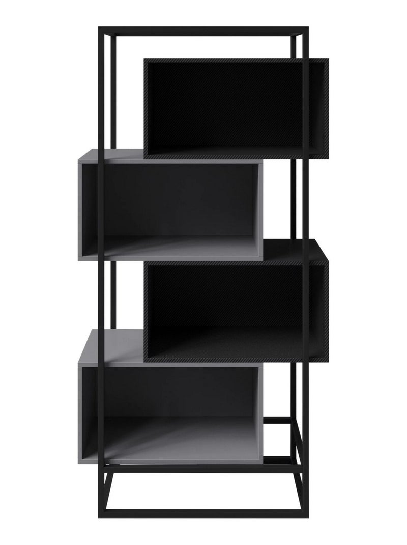 Bibliothèque à 4 compartiments ouverts - cadre métallique 'Roba' - Minecraft Gris - Kiabi