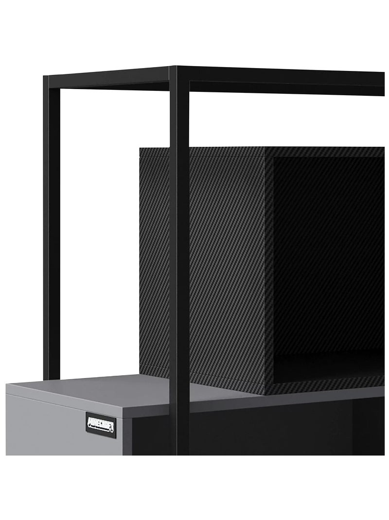 Bibliothèque à 4 compartiments ouverts - cadre métallique 'Roba' - Minecraft Gris - Kiabi