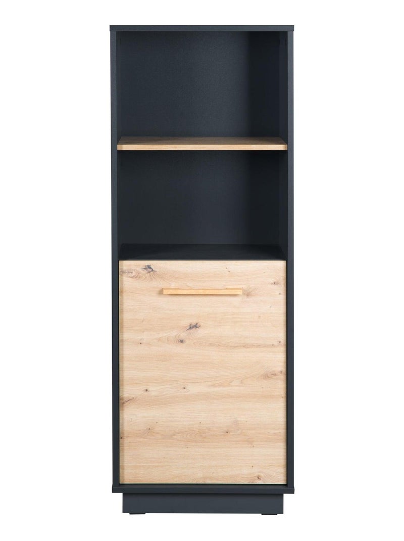 Bibliothèque colonne pour chambre d'enfant - Meuble de rangement porte 2 niches 'Roba lenn' gris anthracite - Kiabi