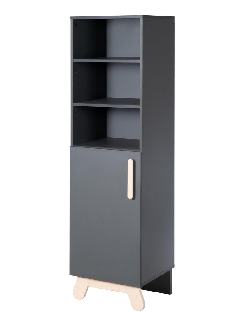 Bibliothèque colonne pour chambre d'enfant - Meuble de rangement porte 3 niches 'Roba Jara' gris anthracite - Kiabi