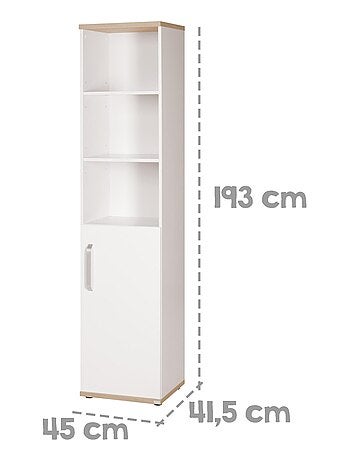 Bibliothèque colonne pour chambre d'enfant - Meuble de rangement porte 3 niches 'Roba pia'
