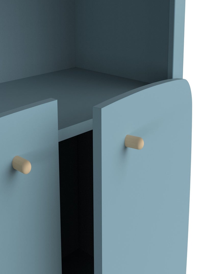 Bibliothèque en bois avec 3 niches et 2 portes Bleu - Kiabi