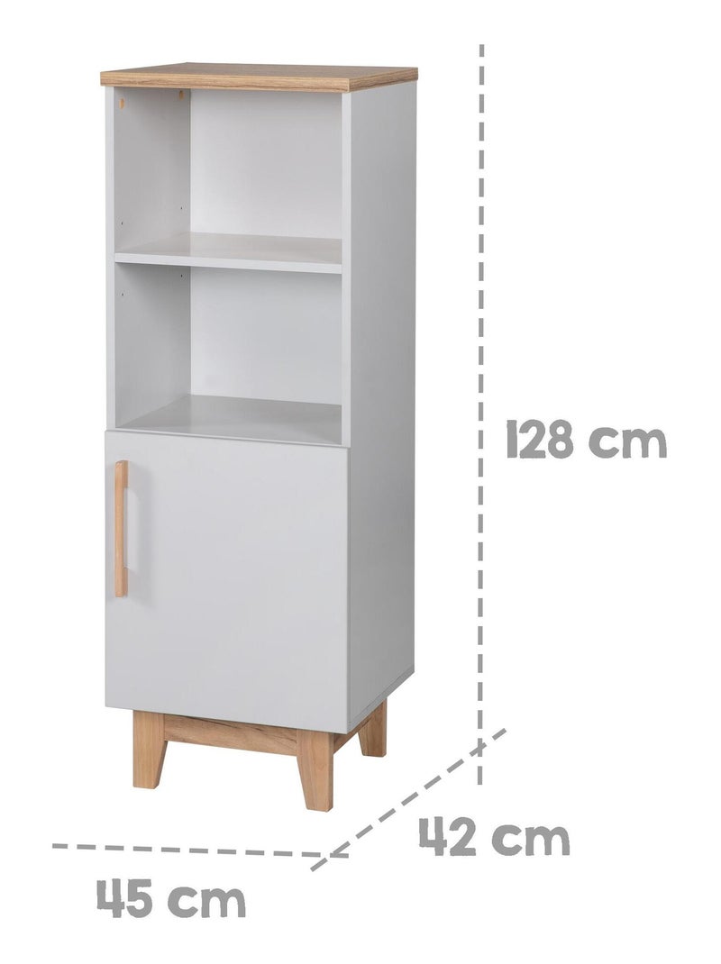 Bibliothèque enfant 1 porte 2 niches 'Roba caro' Gris clair - Kiabi