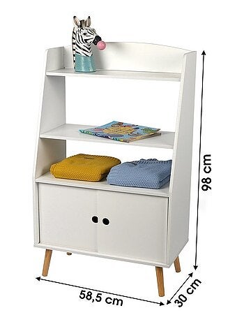 Bibliothèque enfant 3 étagères 2 portes Sweet