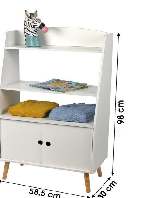 Bibliothèque enfant 3 étagères 2 portes Sweet - Kiabi