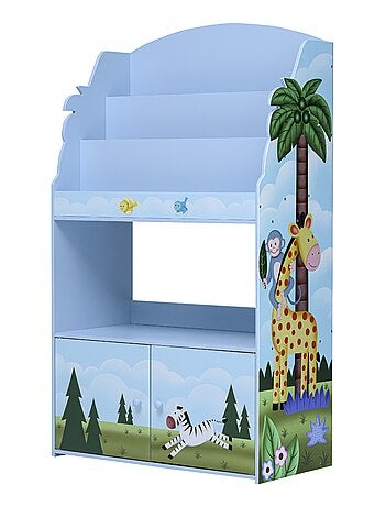 Bibliothèque enfant avec placard de rangement en bois