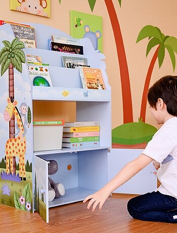 Bibliothèque enfant avec placard de rangement en bois