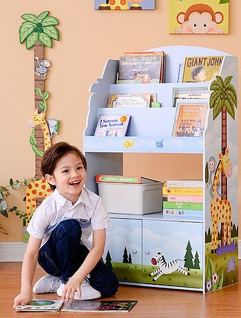 Bibliothèque enfant avec placard de rangement en bois