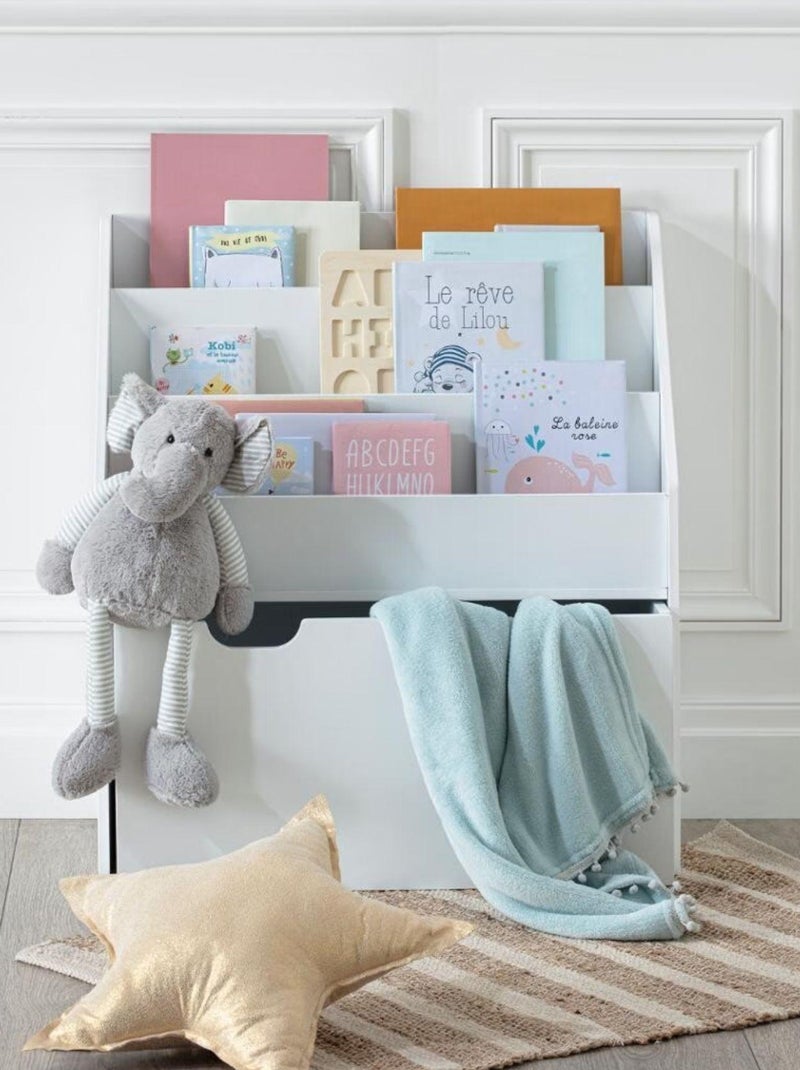 Bibliothèque enfant bac à roulettes DOUCEUR Blanc - Kiabi