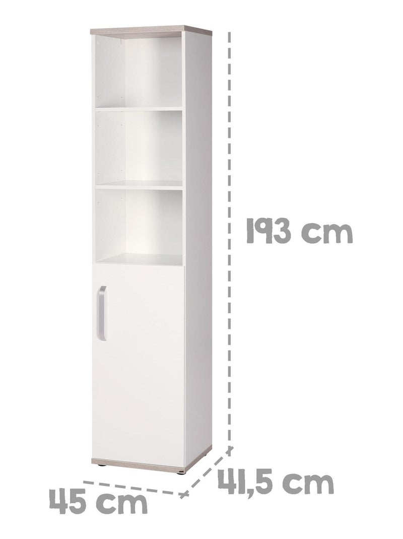 Bibliothèque enfant colonne 1 porte 3 niches 'Roba moritz' Blanc - Kiabi